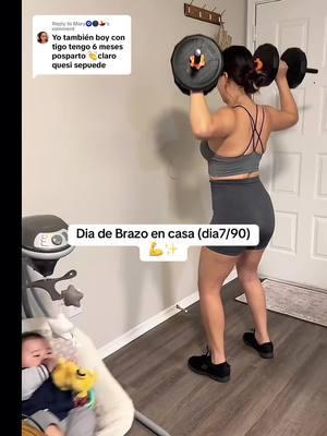 Replying to @Mary🧿🌑💃 dia de Brazos Rutina completa para tonificar brazos en casa, utilicé pesas de 5lb  (Bamos con todo mi niña ✨💪). #armroutine #arm #gym #MomsofTikTok #karofitsmom23 #bebe 