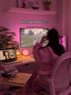 I love being a girl ˚୨୧⋆｡ #cozynightin #cozynightroutine #pinkdesksetup #girldesksetup #girlygamingsetup #pinkgamingsetup #girlhood #girlydecor #cozylife 