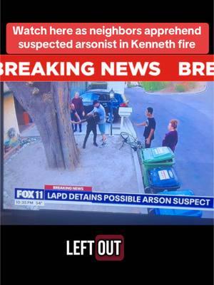 BREAKING NEWS: LA FIRES UPDATE. watch here as neighbors in Woodland Hills apprehend the suspected arsonist in the Kenneth fires until police arrive. This suspect was arrested in connection with starting the Kenneth fires. The fire started today at around 3:30 PM starting at 50 acres quickly growing to burning over 1000 acres and counting threatening neighborhoods and resulted in mandatory evacuations. This fire is now 30% contained.  #pacificpalisades #palisadesfire #losangeles #woodlandhills #kennethfire #california #fyp #altadena #breakingnews #breaking #news 