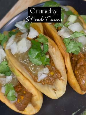 These crunchy steak tacos are sooo flavorful and delicious 😋 #steaktacos #tacos #crunchytacos #crunchy #dinner #foodtiktok #steak 