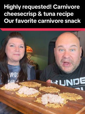 Highly requested Our favorite carnivore snack with recipe! Today is day 10 on our carnivore and dry January journey! Todays recipe is for the best cheese crisp and carnivore tuna salad! I could eat this everyday and never get tired of it! Such a healthy snack #carnivorerecipes #carnivoretips #carnivoresnacks #foodies #foodreview #ketorecipes #FoodTok #carnivorediet 