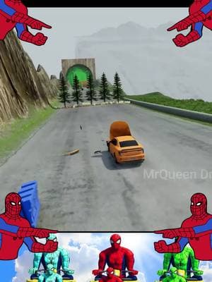 Big & Small_ Red Spider-man vs Green Spiderman vs Blue Spiderman on a Quad Bike vs Thomas the Train 3 #BeamNGdrive#cars#Train#cartoy#Toys#big&small#toyracing#Mcqueen#monstertruck#MrQueenDrive#Spidermans#ThomasTrain