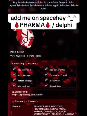 I had an older spacehey shared from the previous host so heres mine! 16+ plz #spacehey #spaceheyprofile #spaceheyfriends #spaceheyfyp #corpseparty #horrorcore #meatcore #scenekid #emokid #transformers #transformersidw #pharmamtmte #transformerspharma 