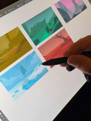 Little sneak peak at the thumbnail process for my upcoming environments class! Stay tuned ❤️ #digitalartist #creative #fantasy #photoshop #painting #landscape #landscapedesign #environment #backgroundart 