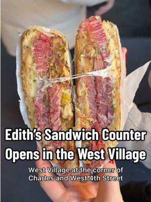 Edith’s Sandwich Counter just opened in the West Village, and I couldn’t be more excited to have their comfort foods nearby!  Must order items: - “the Edith” pastrami sandwich (my new fav in NYC) - totkes (potato latke tater tots)  - amba caramel chocolate chip cookies  * I don’t like sweet coffee, so the famous coffee tahini slushie isn’t for me, but it’s worth trying if you do!  They’re open 7 days a week from 8am to 3pm on weekdays and 8am to 5pm on weekends at the corner of Charles and West 4th Street.  #newyorkcity #nyc #westvillage #latkes #totkes #bec #pastrami #pastramisandwich 