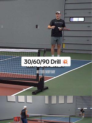 Pickleball pro @John Cincola Pickleball works with a partner on a drill to practice your 3rd shot at different speeds 🍿 Learn to drive the ball (90%), drop the ball (30%), and the 60% shot (in between the drive and the drop) 🏓 #pickleball #pickleballislife #pickleballlessons