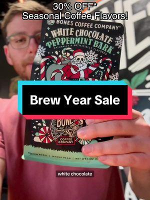 Replying to @Christy Reviews  seasonal coffee flavors on sale on TikTok Shop! ❄️🍁 #bonescoffee #coffee #brew #whitechocolate #peppermintbark #pumpkinspice #coffeetiktok #coffeeroastery #coffeeflavors 