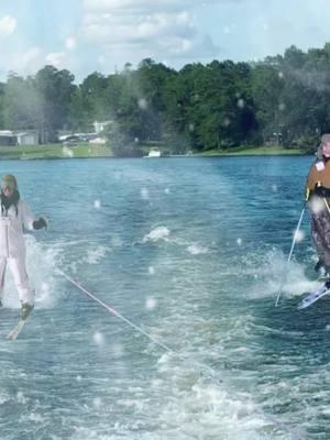 How we “snow” ski in Georgia 🥶❄️😂 #SnowSki #WaterSki #LakeLife #Snow #Fyp #IceIceBaby 🎶