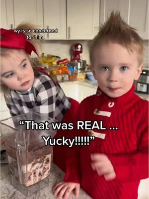 “That was real YUCKY!” 🤪 One of my absolute favorites from a couple years ago!!! #yucky #twinmom #toddlermom #proteinpowder #realyucky 