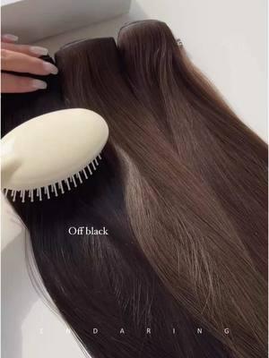 Which is your color? The comparison of off black, mocha brown and dark brown🤎 Link in bio  #endaringhair #virginhairextensions #clipinhairextensions #tapeinextensions #invisiblehairextension #blackextensions #brownextensions