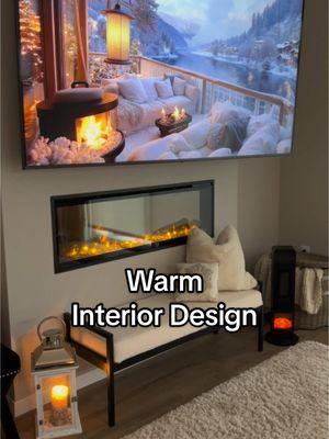 Warm interior design aesthetic must-haves: space heater w/fireplace display mode, and cozy sheepskin fur throws on sofa seating are a great place to start!  #warminteriordesign #cozyhomeaesthetic #spaceheater #neutralaesthetic #winterstyle #cozyathome #sheepskin #modernhome #hygge #creatorsearchinsights 