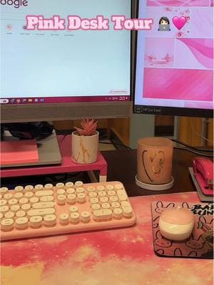 💗💗 #pink #pinkoffice #fy #office #fyp #officegirl #8to5 #work #desksetup #desktour #pinkkeyboard #pinkaesthetic  #officelife #foryoupage #fyy  