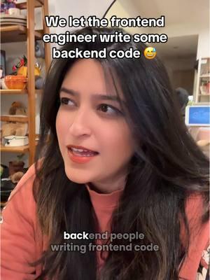 I let the frontend engineer write backend code and it was a mistake 😭 #coding #programmer #techtok #codingmemes #frontend 