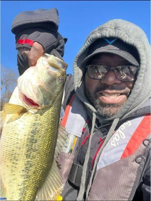 #largemouthbassfishing #largemouthbass #coldoutside #snowday #minitureschnauzer #lakeguntersville #crankin #livingstonlures #shredder53 #deepimpact12 #huntthegoodstuf #tightlines 