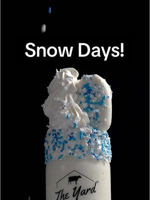 There is something magical about a #snowday! #theyardmilkshakebar #january special the Snow Days!: Homemade Vanilla ice cream in a vanilla iced jar rolled in winter sprinkles. Topped with whipped cream, a sugar cookie dough pop and extra winter sprinkles!