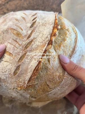 my first ever sourdough loaf🥹 she tastes sooo good but I feel like she could be better on the inside?!? leave your tips PLEASEEE  #sourdoughbread #sourdoughloaf #sourdough #sourdough #sourdoughtok #sourdoughtok 