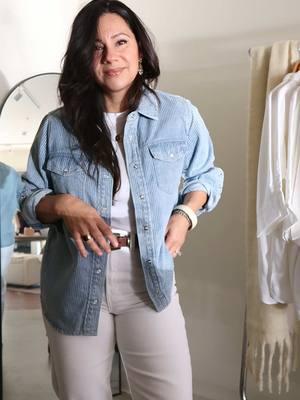 The denim Shacket #denimjacket #whiteonwhitestyle #denimshirt #casualstyle #classicstyle #outfitideas 