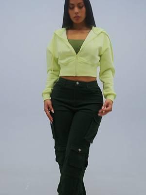 Casual, Cozy, And Totally On-Trend: #Cargos And #Hoodies Are All You Need This Season ✨ 🔎 Fleece Zip Up Cropped Hoodie Lime Yellow 🔎 Double Layered Square Neck Crop Top Green 🔎 Butt Lift Straight Wide Leg Cargo Jeans Olive #ModaXpress #modaxpressonline #MXJEANS #cargopants #cargopantsoufit #cargojeans #cargojeanswomen #cargojeansoutfit #Outfit #Bottom #Top #Wardrobe #wardrobeessentials #fyp #fashiontiktok #TikTokShop #TikTokMadeMeBuyIt #tendenciasmoda #buttlifting