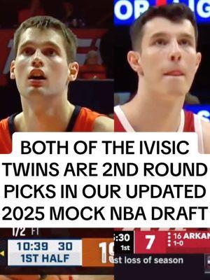 Both 7-foot Croatian Ivisic twins Tomislav (Illinois) and Zvonimir (Arkansas) are projected to be picked in the 2nd round of our latest 2025 mock #nbadraft on ESPN #draftexpress #nbadraft2025#croatia#croatian#twin#twinbrothers#collegebasketball 