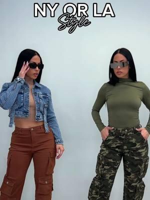 NYC’s Bold Vibes Or LA’s Chill Looks? Two Styles, But Which One Is More You? #NewYork 🔎 Blue Long Sleeve Button Up Crop Denim Jacket 🔎 Mock Neck Ribbed Crop Sweater Top Khaki 🔎 Butt Lift Straight Wide Leg Cargo Jeans Brown #LosAngeles 🔎 ⁠Long Sleeve Mock Neck Ruched Top Olive 🔎 Hyper Stretch Camouflage Straight Wide Leg Pants⁠ #ModaXpress #modaxpressonline #MXJEANS #cargopants #cargopantsoufit #Cargos #cargojeans #cargojeanswomen #cargojeansoutfit #Bottom #Top #Outfit #Wardrobe #wardrobeessentials #fyp #fashiontiktok #TikTokShop #TikTokMadeMeBuyIt #tendenciasmoda #denimjacket #bodysuit #sweater