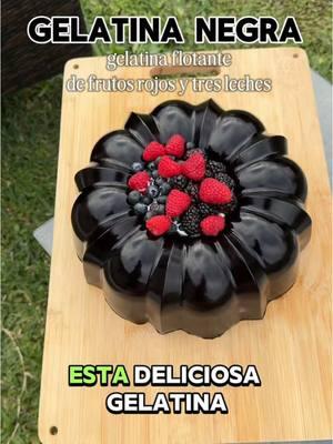 Gelatina flotante                                 .                                            .                                                  .                                                   - Gelatina negra está hecha de frutos rojos y va rellenada por en medio de queso crema y tres leches #gelatina #gelatinanegra #frutos #frutosrojos #quesocrema #tresleches #gelatinaflotatina #gelatinaflotante #dessert #dessertideas #ideas #ideasdepostres #postressinhorno #viralvideo 