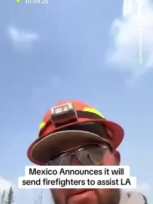 Mexican President Claudia Sheinbaum announced today that Mexico will send firefighters and experts from the National Forestry Commission and the civil relief corps to assist Los Angeles.  Brigades have already crossed the border to join the effort to contain the flames. #fire #lafires #forestfire #mexico #mexico🇲🇽 #claudiasheinbaum #climatecrisis #wildfire