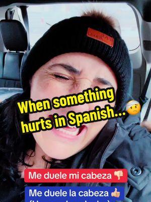 So useful!! Learn how to say when something hurts in Spanish! #spanish #usefulspanish #useful #necessary #spanishforeveryday #spanishforeveryone #spanishteacher #eslteacher #spanishvocabulary #aprendeespañolconmigo #aprendeespañol #learnwithme #englishvsspanish #españoltiktok #vocabularyinspanish #realconversation #phrases_ofeverything #spanishphrases #dailyphrases #howtolearnspanish #conversationpractice #quierohablarespañol #hablarespañol 