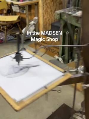 In the shop this week… Jared Madsen building a Classic Black #bucketbike, his drawing machine making drawings, and Cooper scoring #upcycled cardboard for packaging. Always more to do! #SmallBusiness #familybusiness #cargobike #madsencycles #abicyclecandomore #alwaysabetterway #madsenmagicshop