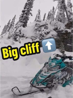 Snowmobile falls off onto a bench above a big cliff! Part 2 #cliff #revelstoke #snowmobile #viral #reels #shorts #fyp #sled #snow #scary 