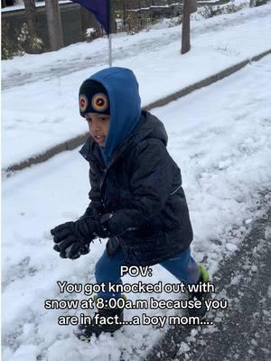 I literally didn’t ask for this….just trying to be a good mom for his first snow day 🙃 I was still half asleep but he forwved me to be active so the snow ball fight had to begin lmaooo #atlsnow #snow #snowday #atlantasnow #snowballfight #atlantasnow #MomsofTikTok #boymom #boymomlife #toddlermom #momcomedy 