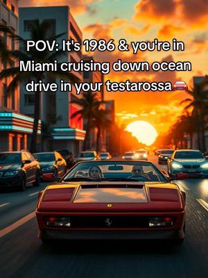 POV: It's 1986 & you're in Miami cruising down ocean drive in your testarossa🚘 #pov #1986 #miami #oceandrive #testarossa #BlastFromThePast #MemoryLane #RetroCulture #80sIcon #TimeTravel80s #ThrowbackTunes #RetroParty #NeonDreams #RetroLove #VintageMemories #PopCulture80s #RetroThrowback #nostalgia #80s #80sthrowback #80sthrowback #80s #80saesthetic #vaporwave #retroaesthetic #citypop #80smusic #synthesizer #80ssynth #the80s #1980s #vintageaesthetic #aesthetic #neonnoir #cozy #80smovies #synthwave #80snostalgia #retro