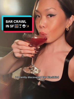 Bar crawl through SF 🌉🍸🪩✨  —featuring the Blackbird app, my fav way to explore new bars & revisit popular bars in the city.  *See list of bars I visited in vid! #sanfrancisco #sfbars #sfbarcrawl #bestbars #sfcocktails #barcrawl #sfrestaurants #bayarearestaurants #bayareabars #sanfranciscofood #cocktailbars #thingstodoinsf #sfhiddengems #cocktaillovers #sfspeakeasy #speakeasybar #worldsbestbars #trickdogbar #trickdogsf #blindpigsf #sanfran #blindpigspeakeasylounge #haziessf #bayareafun #bayarea #california #barblackbird #bars #sfbartender #blackbirdapp 