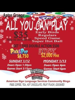 Aptos Grange Bingo every Sundayand Monday, Enjoyable and affordable. Fun time  with friends!! #santacruzcounty #santacruzbingo #aptosbingo #watsonville #scottvalleybingo  #watsonvillebingo #bingonight  #newintown 