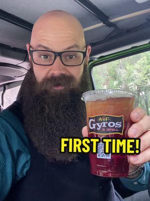 Trying the #1 at fast food places #anf #gyro #greek #fries #tea #drivethru #fastfood #foodreview #tastetest #firstimpression #firsttimeeating #beardydoesit ...Apologies for the tzatziki