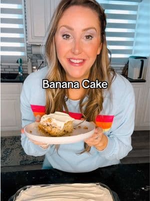 Banana Cake!! A must on your TO DO list this weekend! #cake #bananacake #frosting #dessert #Recipe #food #fyp #spinningdishes