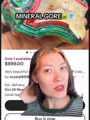 #greenscreen the #mineralgore never ceases to amaze me #fakecrystals #fakeminerals #fakegems #crystaleducation #boule #gems #crystalshop 