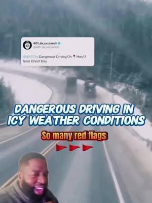 Dangerous Driving in Icy Weather Conditions 🚚🚩🚩🚩 #cdl #driver #accident #safety #RecklessDriving #ice 