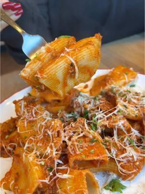 Hearty pasta swimming in rich sauce – JUMBO RIGATONI BOLOGNESE is a classic Italian comfort dish! 🍝🍅✨ #MARINARAPIZZA #NYC 