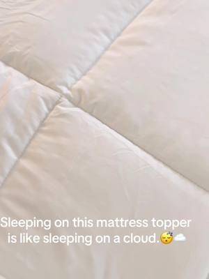 This mattress topper is like sleeping on the clouds. It’s super stretchy so you can easily  add it to your mattress. I’ve linked it to this post.  . . . #mattresstopper #mattress #mattresstoppers #bed #goodnight #sleep #fluffy #soft #comfy #TikTokShop #fyp 