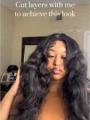 Teslal Hair || Cutting layers in a body wave wig is a MUST! So full and pretty || @TESLAL HAIR SHOP #gluelesswig #wiginstall #Teslalhair #wiginfluencer #bodywave #layers #fyp 