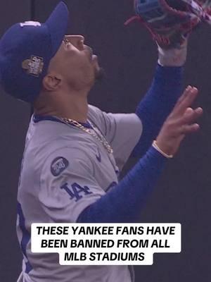 The two Yankees fans that grabbed Mookie Betts’ glove during Game 4 of the World Series have indefinitely been banned from all MLB stadiums #MLB #losangelesdodgers #fans #newyorkyankees #banned 