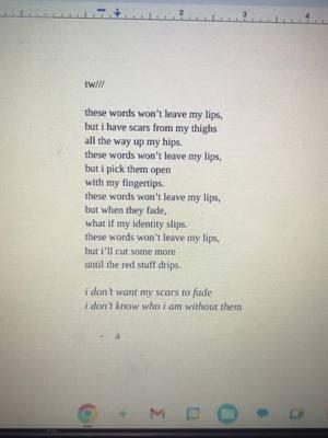 tw. #poetry #MentalHealth #googledocs #sadpoetry #fyp #poemsforyou #poetryforthesouls #heartbreak #poems #poemsoftiktok #healingpoetry #poetrylover #creativewriting #foryou 