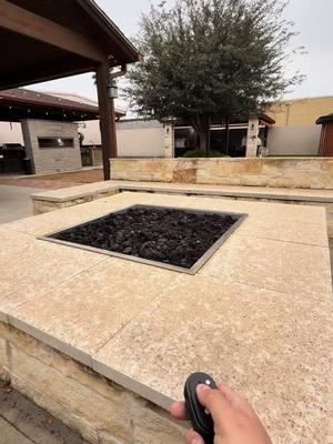 Custom build firepit with a 42 inch burner insert #patiomakeover #rgv956 #mcallen #gst140 #gst140 #firepit #fireplace #firetable #bonfire #outdoorkitchen 