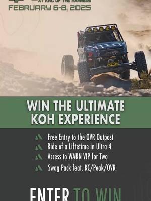 Enter to Win the Ultimate KOH Experience plus the ride of a lifetime in an Ultra4 Vehicle, Warn VIP package and so much more! 😎🤙 Head over to OVR Mag website to enter! (📲 link-in-bio) ➖ #Ultra4 #KOH #KOH2025 #kingofthehammers #offroading #prerunner #prerunnertruck #camping #dessert #overland #offroad #offroadnation #offroadlife #offroadracing #offroadtrucks #4x4 #kcequipped #kclights #kchilites ➖ #AdventureFurther #since1970 