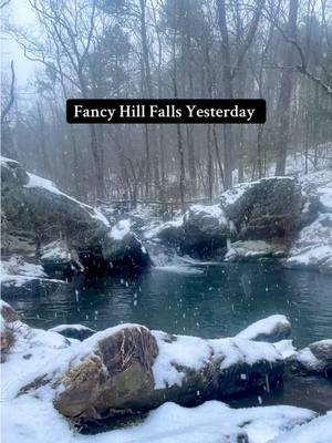 Fancy Hill Falls - an easy to access roadside fall in the Ouachitas. It’s not often we see this much snow around here, very therapeutic! #snowday #waterfall #waterfallsinarkansas #arkansaswaterfalls #ouachitanationalforest #arkansas #therapy @Fancy Hill Cabins @Renea-Jon Naron 