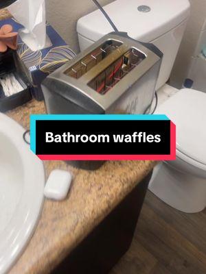 Bathroom waffles or kitchen toast? Preteen problem solving #fyp #fortoupage #toaster #eggo #waffles #bathroom #kitchen #toast #snack #hungry #kids #wife #dadsoftiktok #dadtok #family #funny 