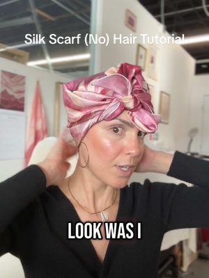 How to tie a silk head scarf when you don’t have any hair — this is what I did during chemo 💗 #chemoqueen #headscarf #scarftutorial #nohairdontcare #silkscarf 