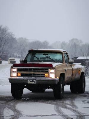 snow day with the dooooooley #streettractor#billets#c10#c10trucks#squarebodynation#deutz#deutzfahrpower💚#streettractor#junkyard