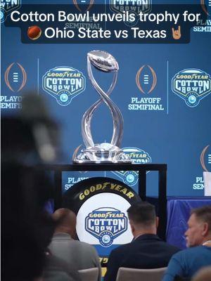 Looking at this years cotton bowl classic trophy for Ohio state and Texas / insta-itscadendavis #ohio #ohiostate #football #CollegeFootball #cottonbowl 