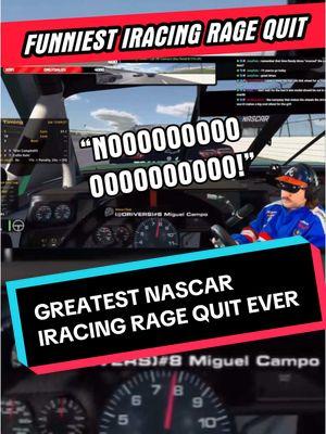 The hardest I’ve ever laughed on iRacing. Give this man the academy award and his money back please #nascar #nascartiktok #nascarmemes #iracing #iracingofficial #racinggames #simracing #talladega #ragequit #racinggame 